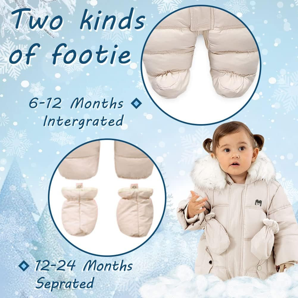 Baby Winter Snowsuit Coat Romper Outwear Hooded Footie Toddler