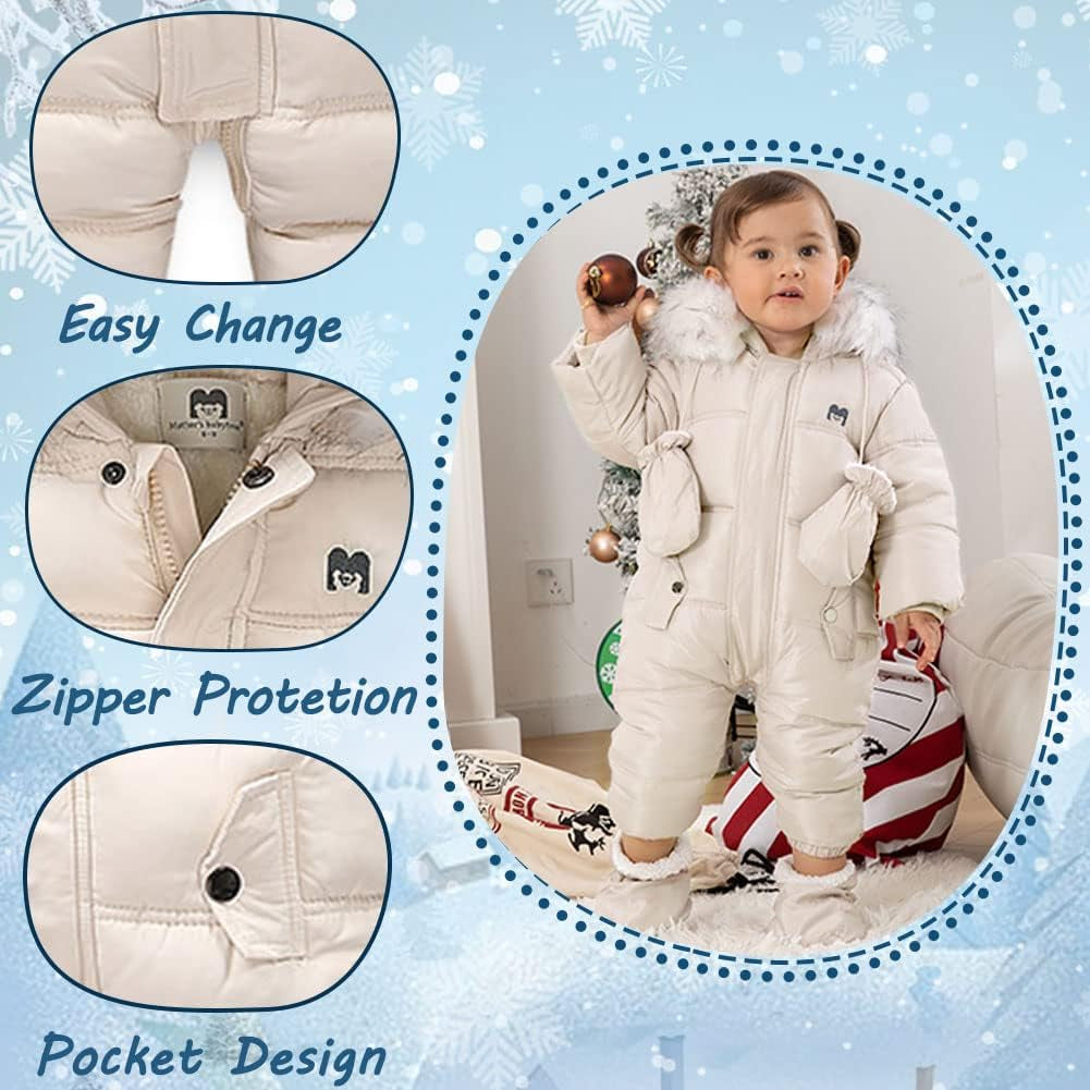 Baby Winter Snowsuit Coat Romper Outwear Hooded Footie Toddler