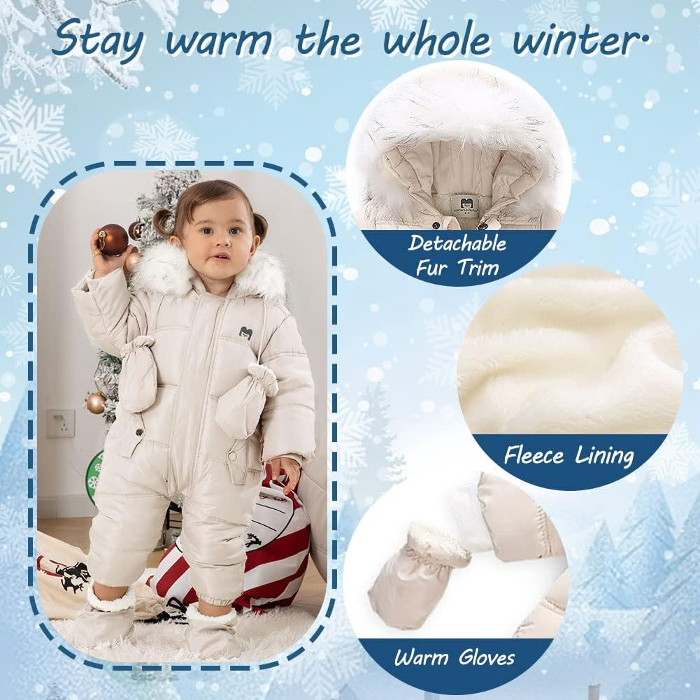 Baby Winter Snowsuit Coat Romper Outwear Hooded Footie Toddler